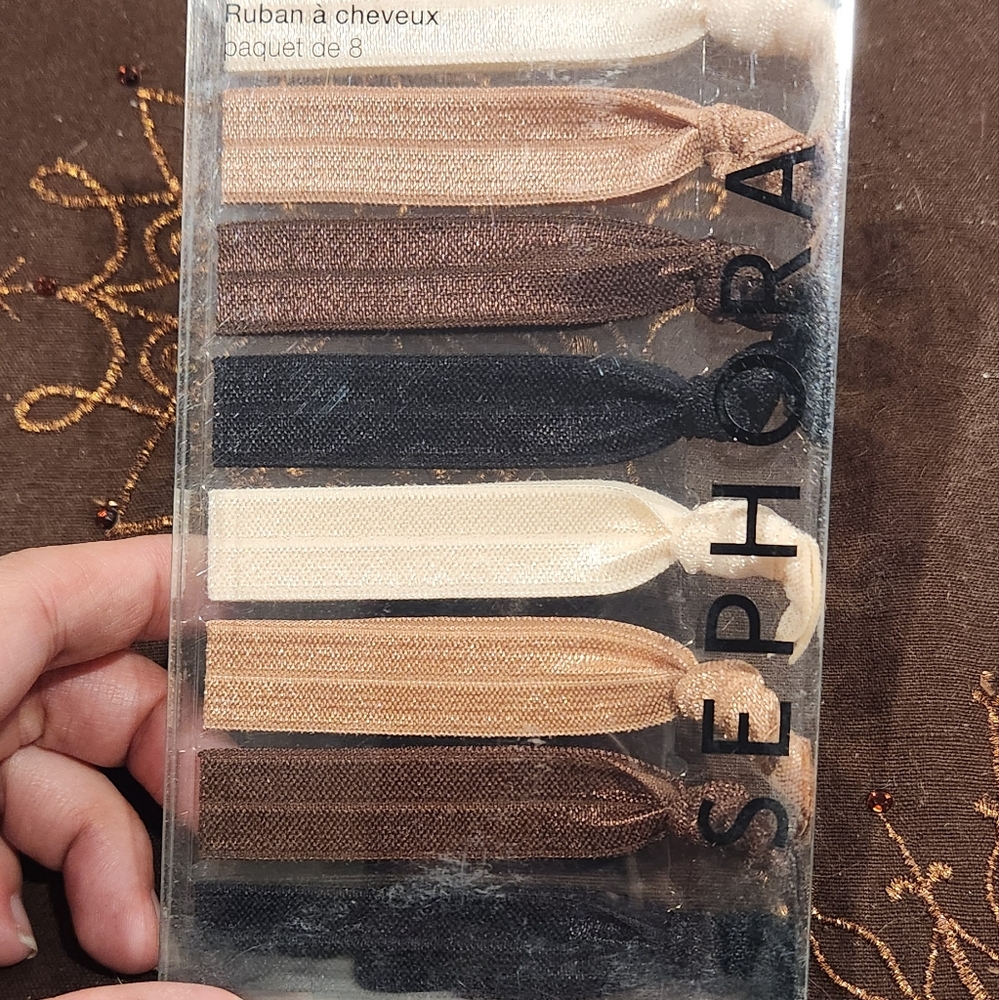 Neutral colors ribbon hair ties set